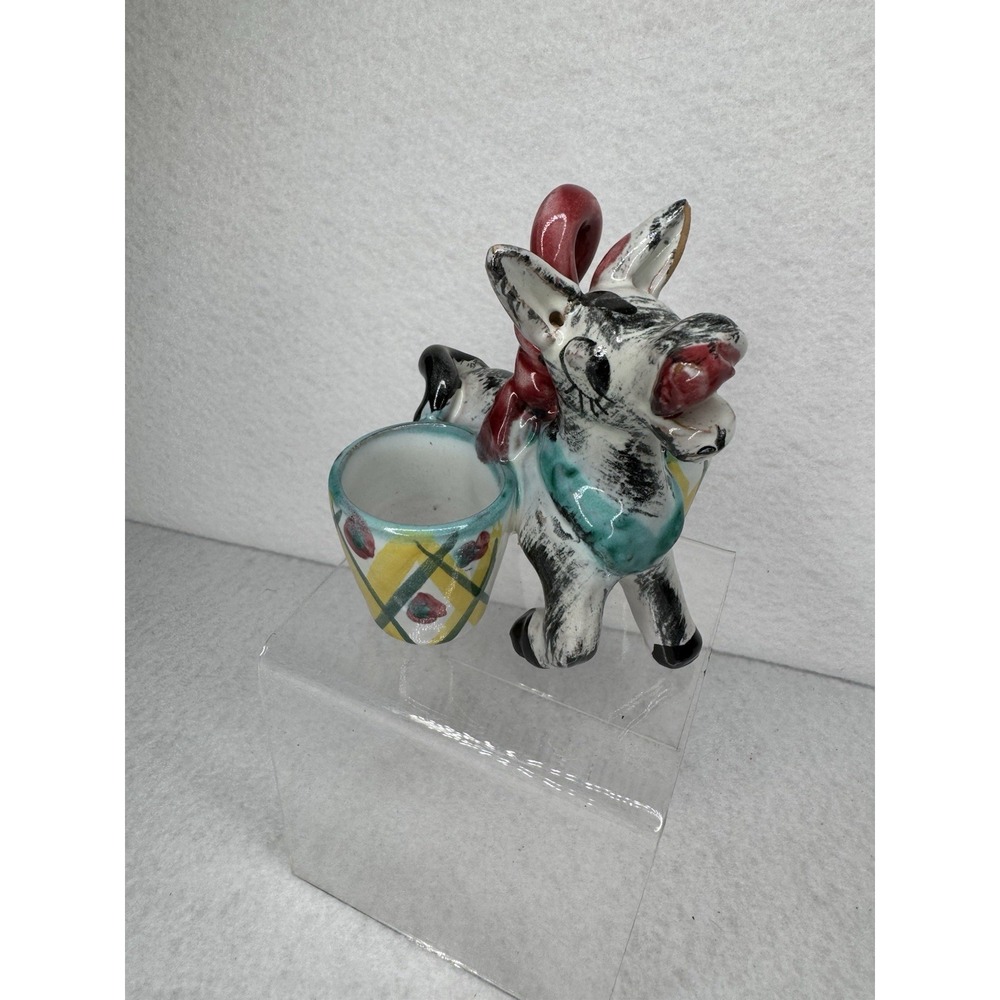 Italy Hand Painted Donkey Figurine with Double Egg Cups - Picture 2 of 12